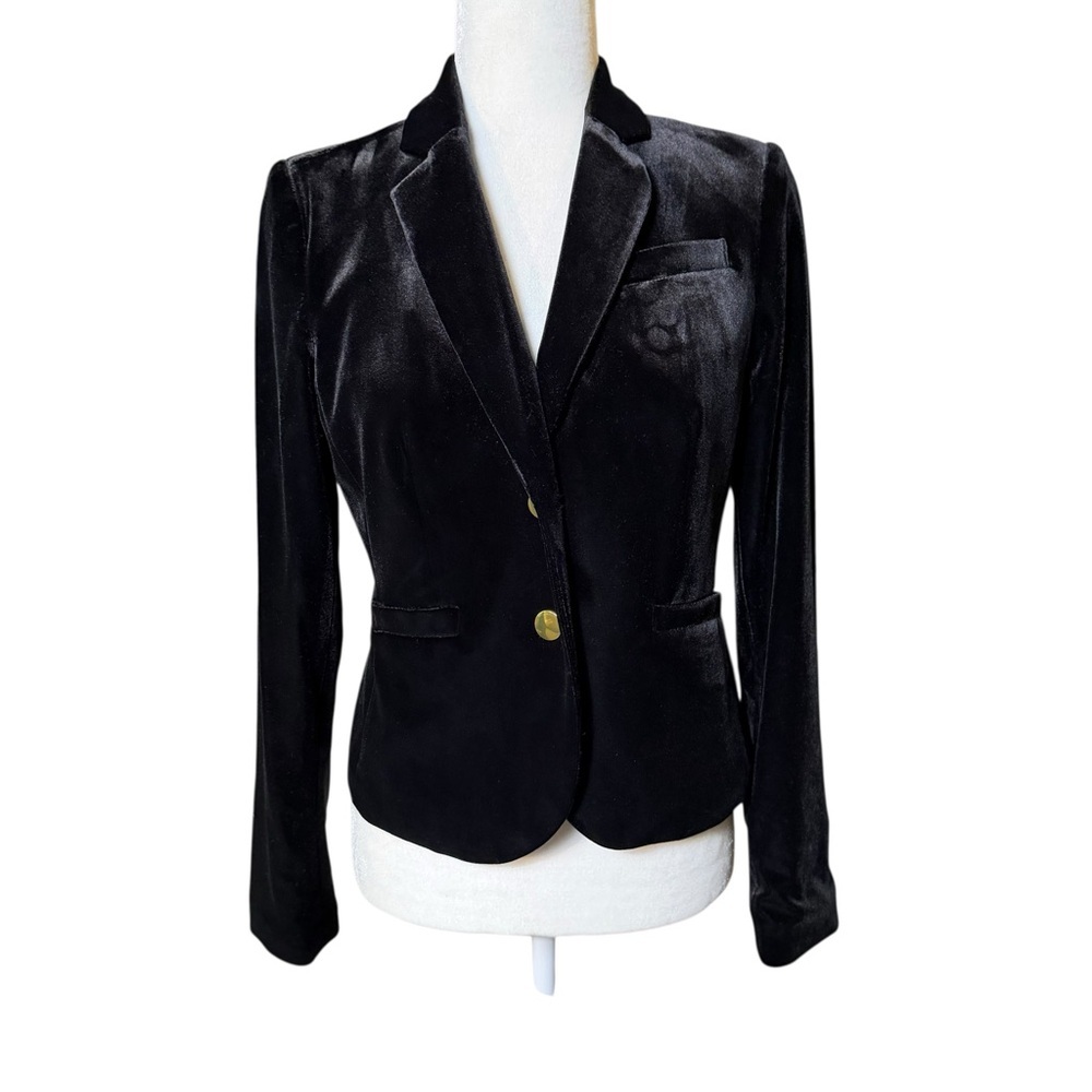 Calvin Klein Women's Black Fully Lined Velvet Blazer Size 8P - Picture 2 of 6